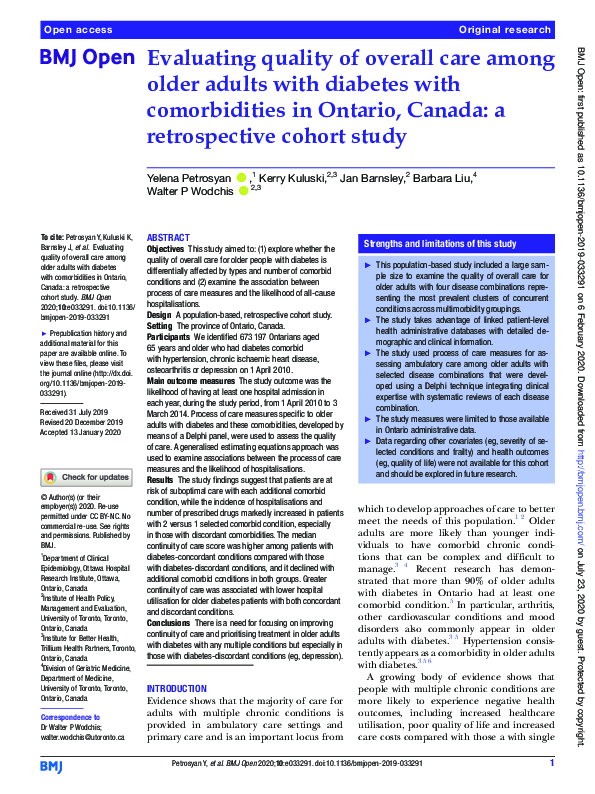 (PDF) Evaluating quality of overall care among older adults with ...