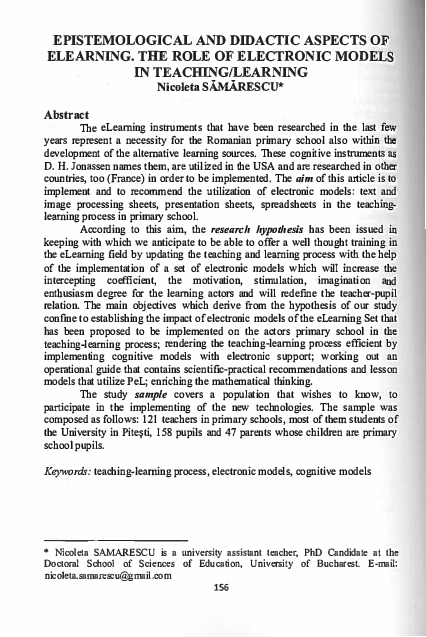 (PDF) Epistemological and didactic aspects of elearning. The role of ...