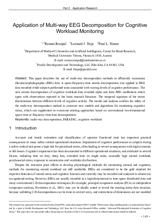 (PDF) Application of Multi-way EEG Decomposition for Cognitive Workload ...