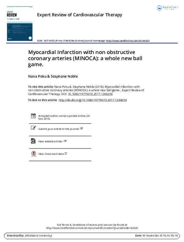 (PDF) Myocardial Infarction With Non-obstructive Coronary Arteries: A ...
