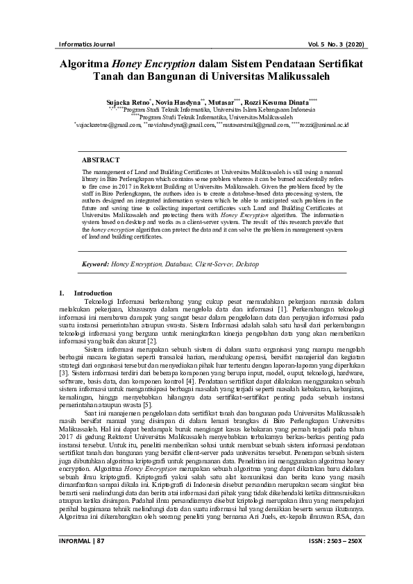 (PDF) Algoritma Honey Encryption dalam Sistem Pendataan Sertifikat ...