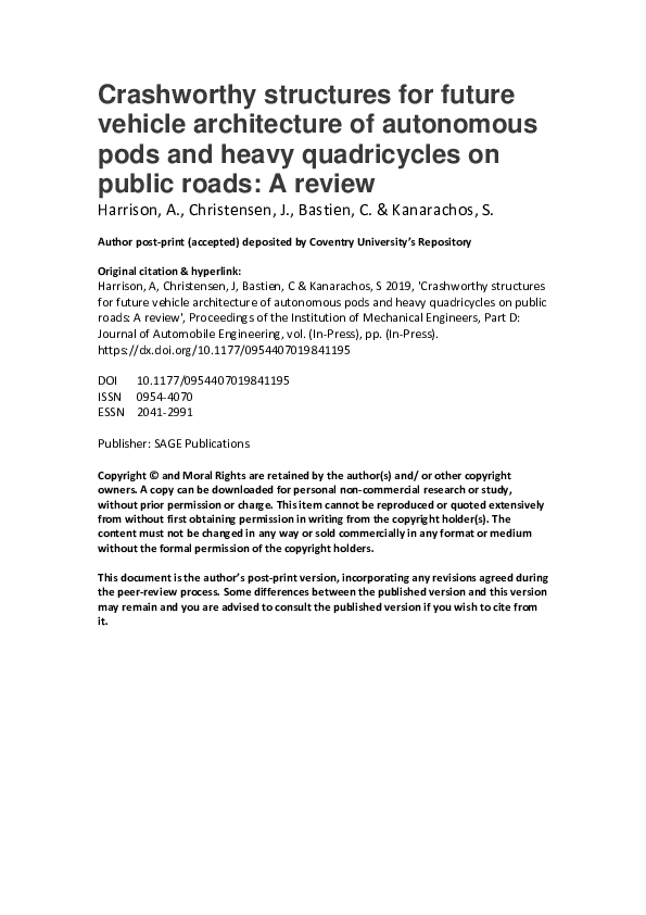 (PDF) Crashworthy structures for future vehicle architecture of ...