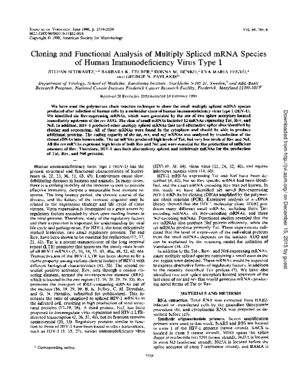 (PDF) Cloning and functional analysis of multiply spliced mRNA species ...