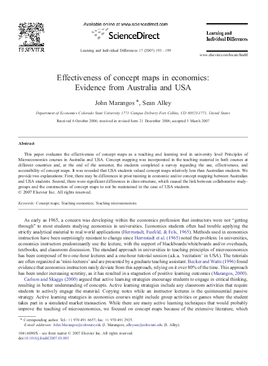 (PDF) Effectiveness of concept maps in economics: Evidence from ...