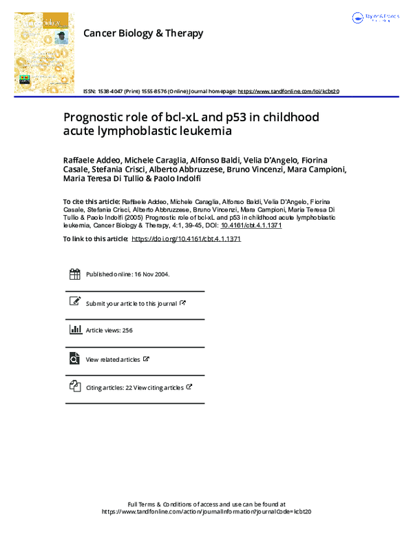 (PDF) Prognostic role of bcl-xL and p53 in childhood acute ...