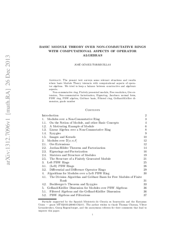 (PDF) Basic Module Theory over Non-Commutative Rings with Computational ...