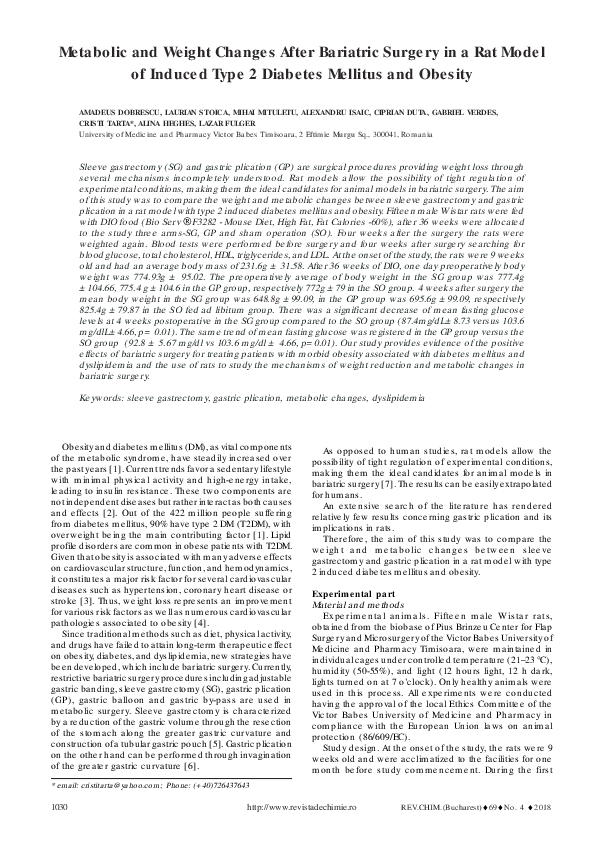 (PDF) Metabolic and Weight Changes After Bariatric Surgery in a Rat ...