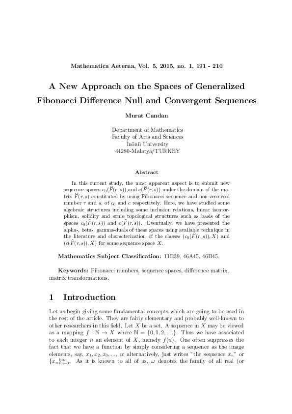(PDF) A New Approach on the Spaces of Generalized Fibonacci Difference ...