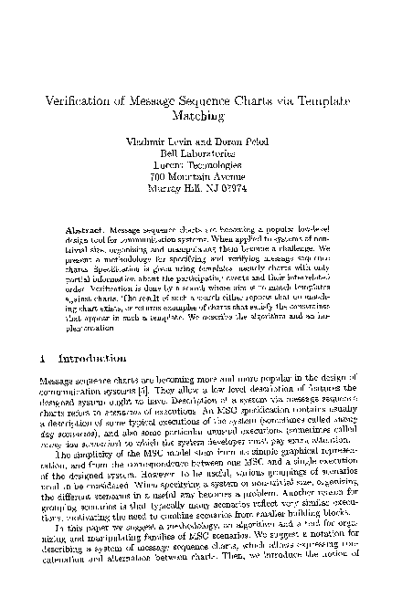 (PDF) Verification of message sequence charts via template matching