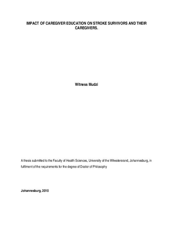 (PDF) Impact of caregiver education on stroke survivors and their ...