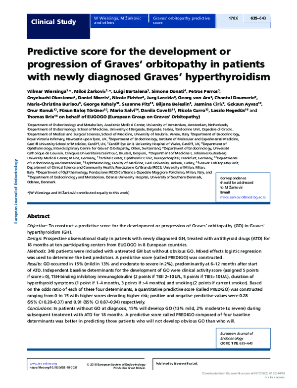 (PDF) Predictive score for the development or progression of Graves ...