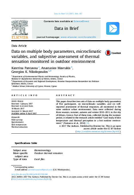(PDF) Data on multiple body parameters, microclimatic variables, and ...