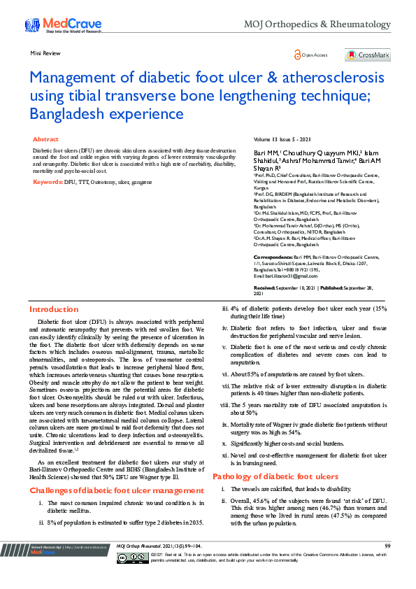 (PDF) Management of diabetic foot ulcer atherosclerosis using tibial ...