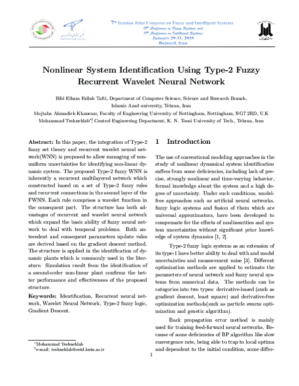 (PDF) Nonlinear System Identification Using Type-2 Fuzzy Recurrent ...