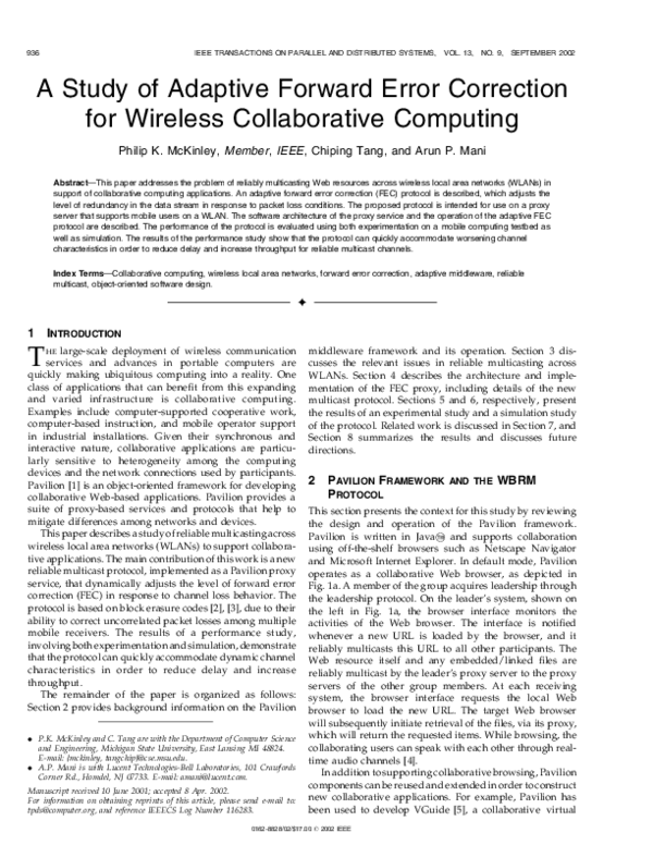 (PDF) A study of adaptive forward error correction for wireless ...
