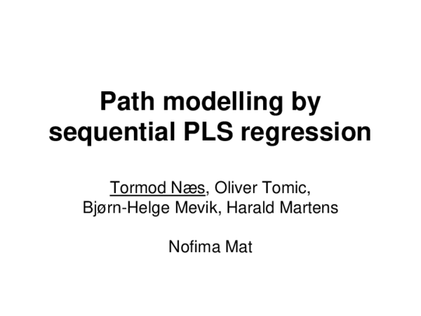 (PDF) Path modelling by sequential PLS regression