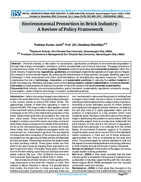 (PDF) Environmental Protection in Brick Industry-A Review of Policy ...