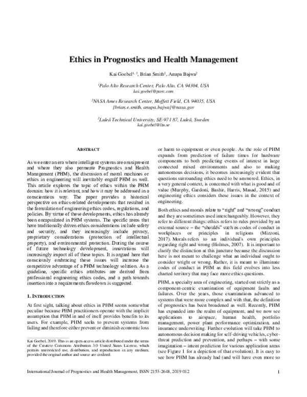 (PDF) Ethics in Prognostics and Health Management