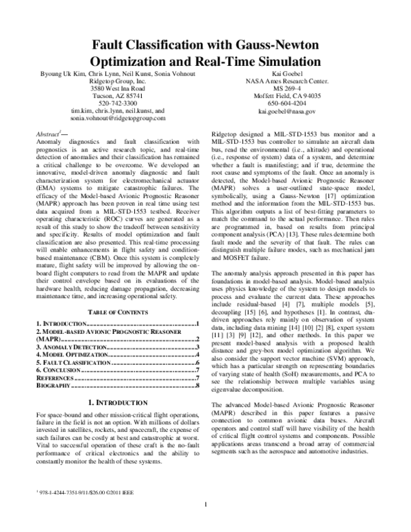 (PDF) Fault classification with Gauss-Newton optimization and real-time ...