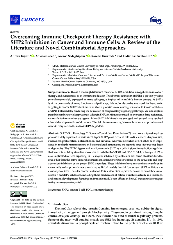 (PDF) Overcoming Immune Checkpoint Therapy Resistance with SHP2 ...