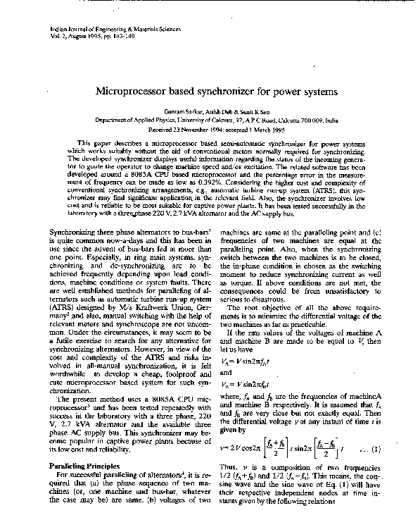 (PDF) Microprocessor based synchronizer for power systems
