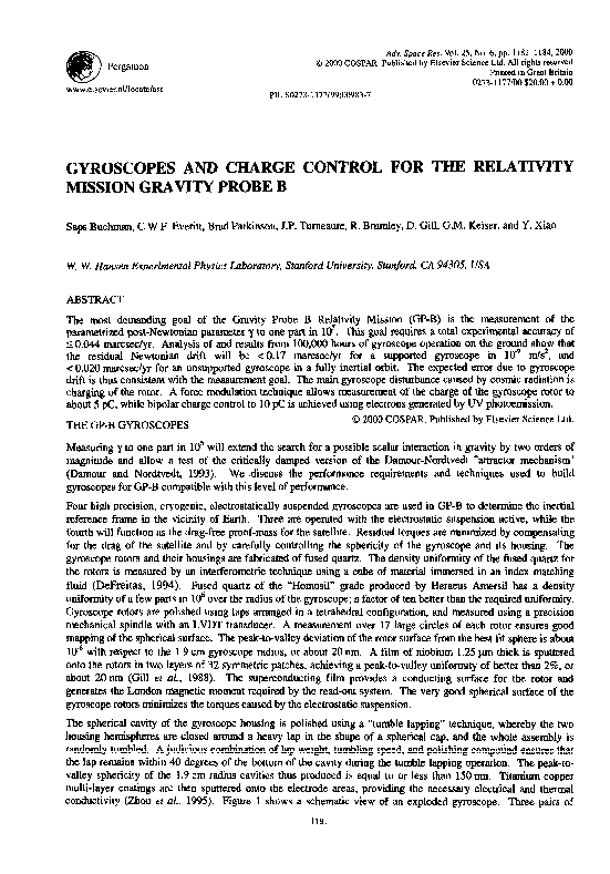 (PDF) Gyroscopes and charge control for the Relativity Mission Gravity ...