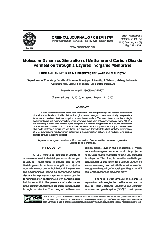 (PDF) Molecular Dynamics Simulation of Methane and Carbon Dioxide ...
