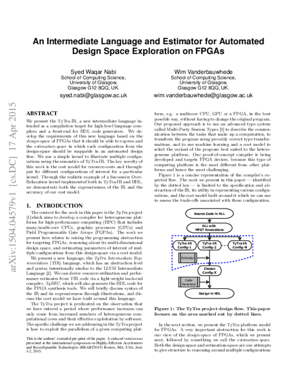 (PDF) An Intermediate Language and Estimator for Automated Design Space ...