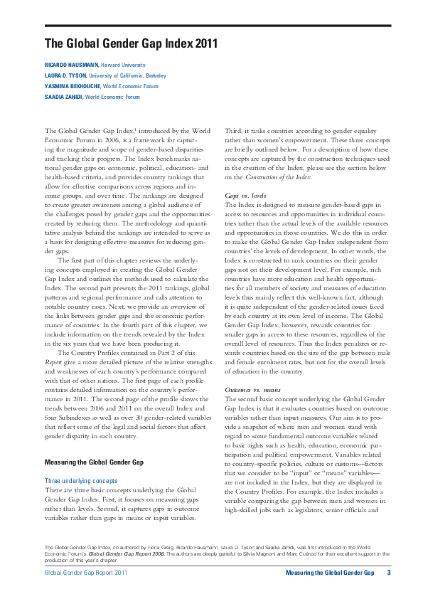 (PDF) The Global Gender Gap Index 2011