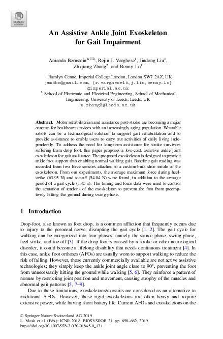 (PDF) An Assistive Ankle Joint Exoskeleton for Gait Impairment