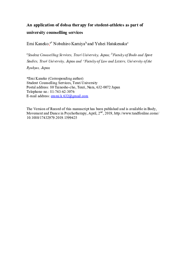 (PDF) An application of Dohsa Therapy for student-athletes as part of ...
