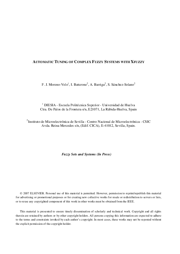 (PDF) Automatic tuning of complex fuzzy systems with Xfuzzy