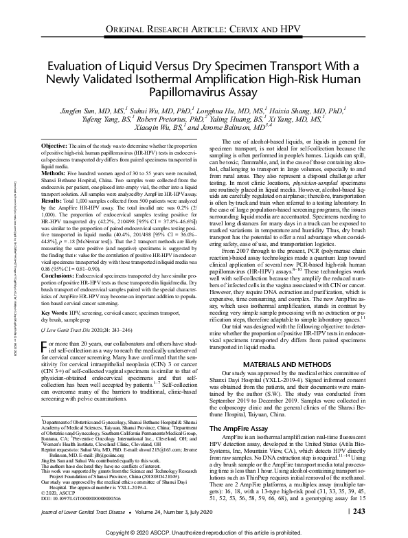 (PDF) Evaluation of Liquid Versus Dry Specimen Transport With a Newly ...