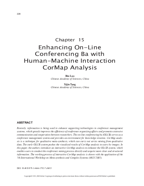(PDF) Enhancing On-Line Conferencing Ba with Human-Machine Interaction ...