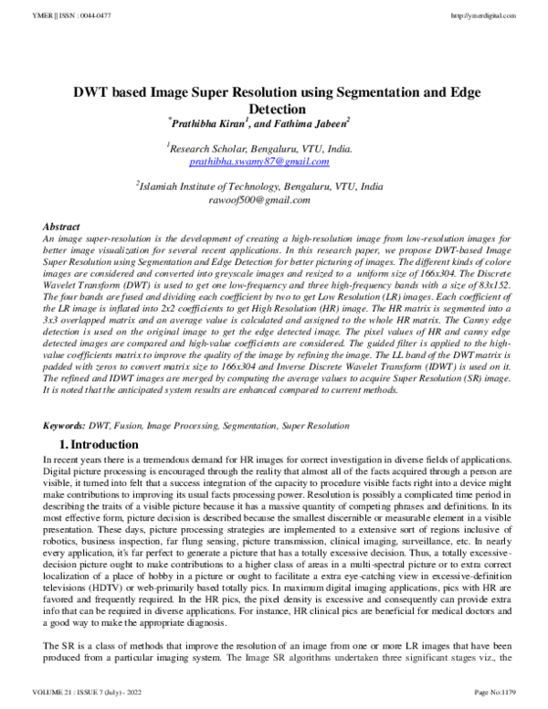 (PDF) DWT based Image Super Resolution using Segmentation and Edge ...