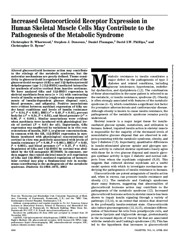 (PDF) Increased Glucocorticoid Receptor Expression in Human Skeletal ...