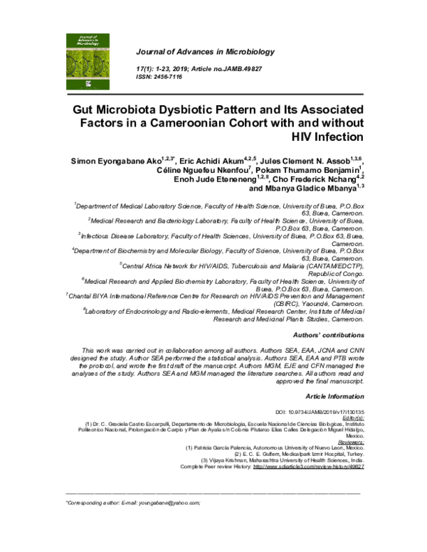 (PDF) Gut Microbiota Dysbiotic Pattern and Its Associated Factors in a ...
