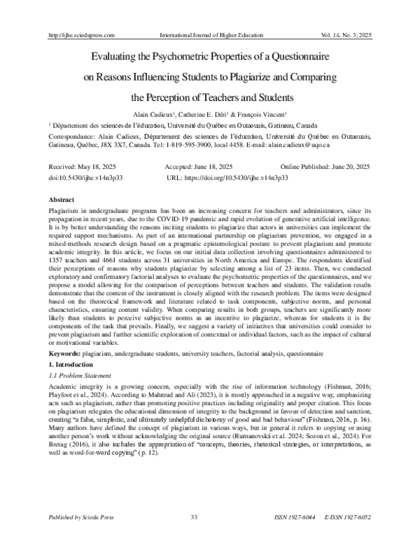 (PDF) Evaluating the Psychometric Properties of a Questionnaire on ...