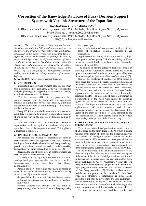 (PDF) Correction of the Knowledge Database of Fuzzy Decision Support ...