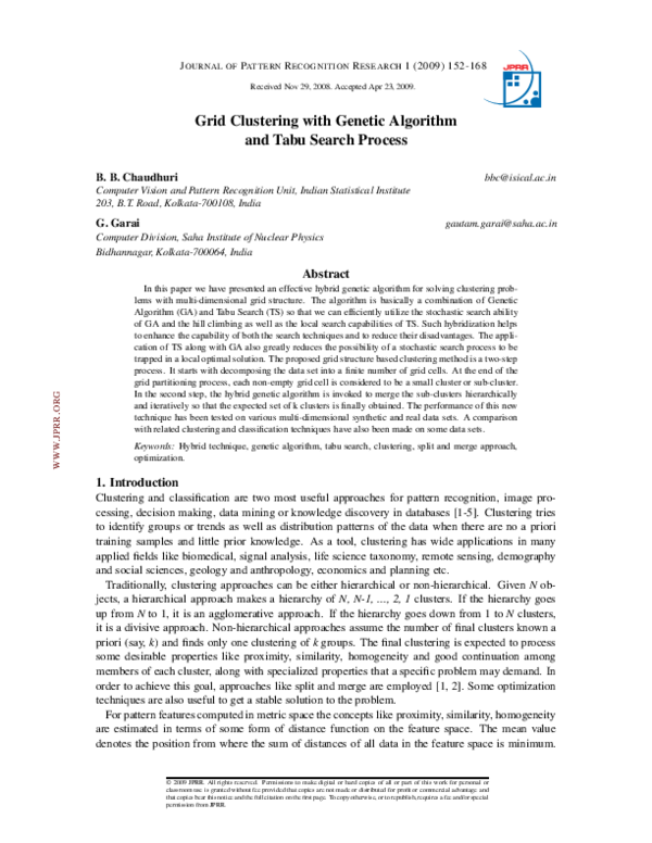 (PDF) Grid Clustering With Genetic Algorithm and Tabu Search Process
