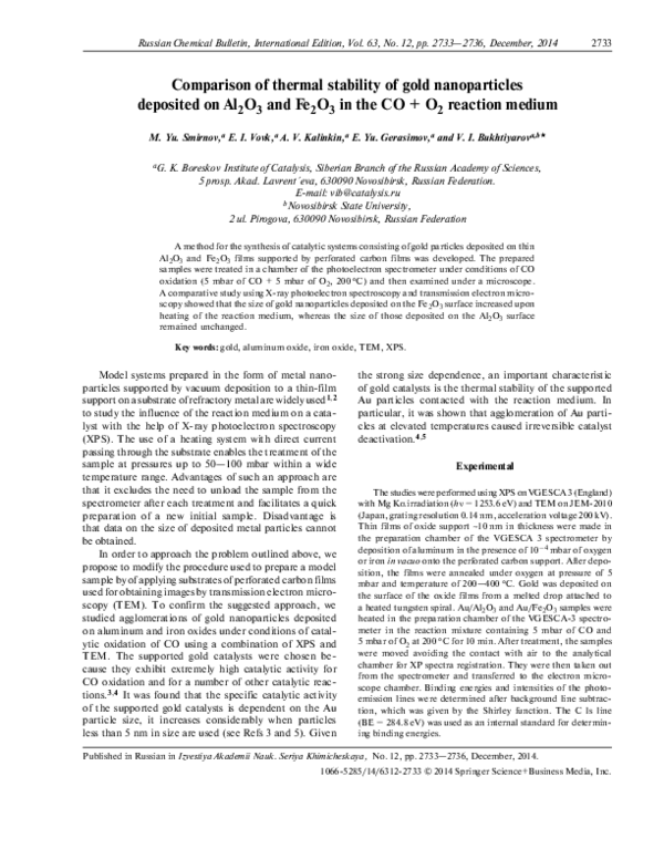 (PDF) Comparison of thermal stability of gold nanoparticles deposited ...