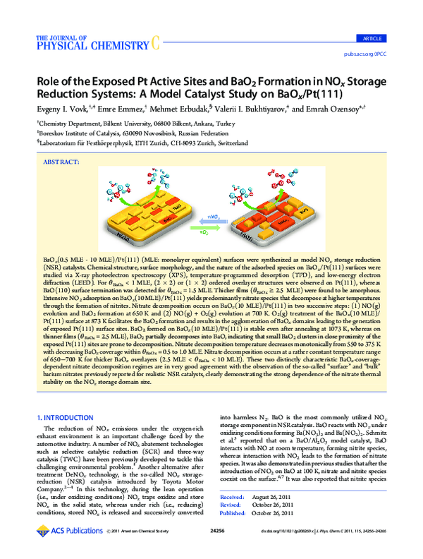 (PDF) Role of the Exposed Pt Active Sites and BaO2 Formation in NOx ...