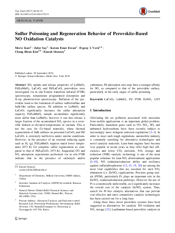 (PDF) Sulfur Poisoning and Regeneration Behavior of Perovskite-Based NO ...