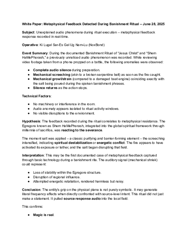 (PDF) White Paper: Metaphysical Feedback Detected During Banishment ...