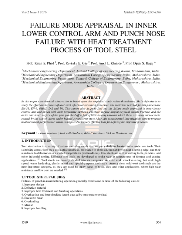 (PDF) Failure Mode Appraisal in Inner Lower Control Arm and Punch Nose ...