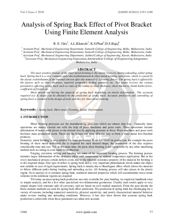 (PDF) Analysis of Spring Back Effect of Pivot Bracket Using Finite ...