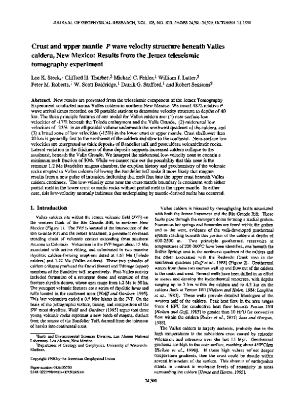 (PDF) Crust and upper mantle P wave velocity structure beneath Valles ...