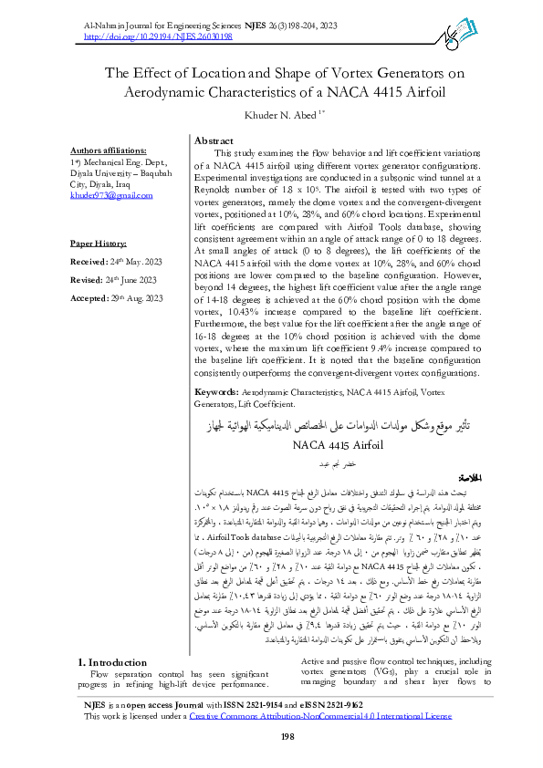 (PDF) The Effect of Location and Shape of Vortex Generators on ...
