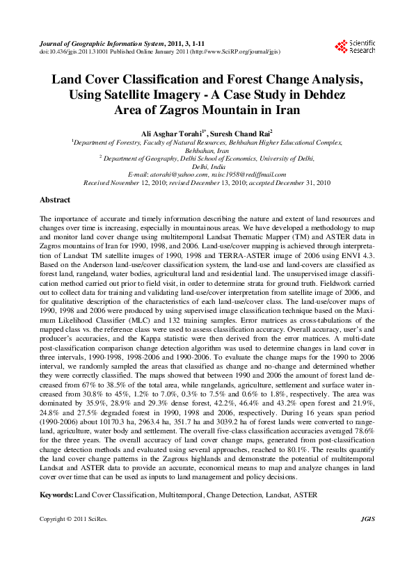 (PDF) Land Cover Classification and Forest Change Analysis, Using ...