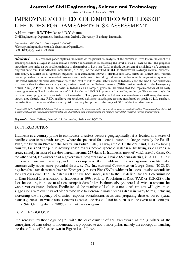 (PDF) Improving Modified Icold Method with Loss of Life Index for Dam ...